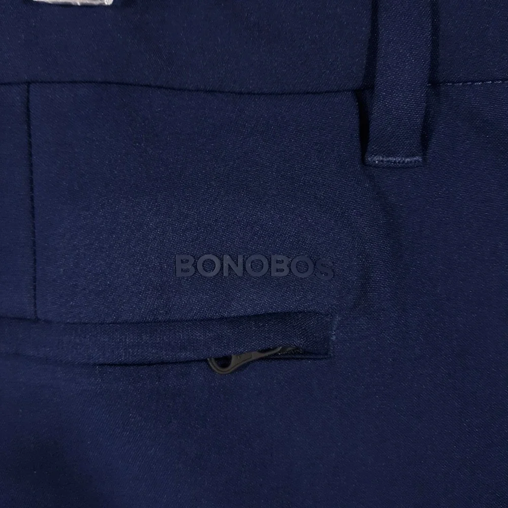 Bonobos Shorts Mens 40 x 9 Navy Flat Front Golf Polyester Chino Slash Pockets